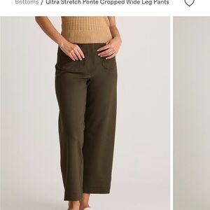 Quince Olive Ultra Stretch Cropped Wide-Leg Ponte Pants